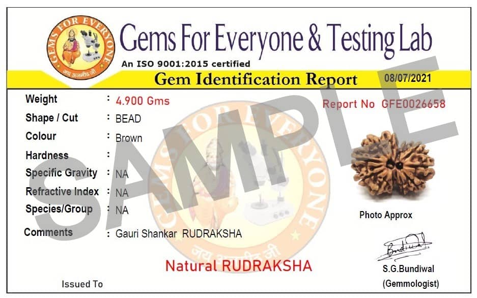 Gauri Shankar Rudraksha Certificate